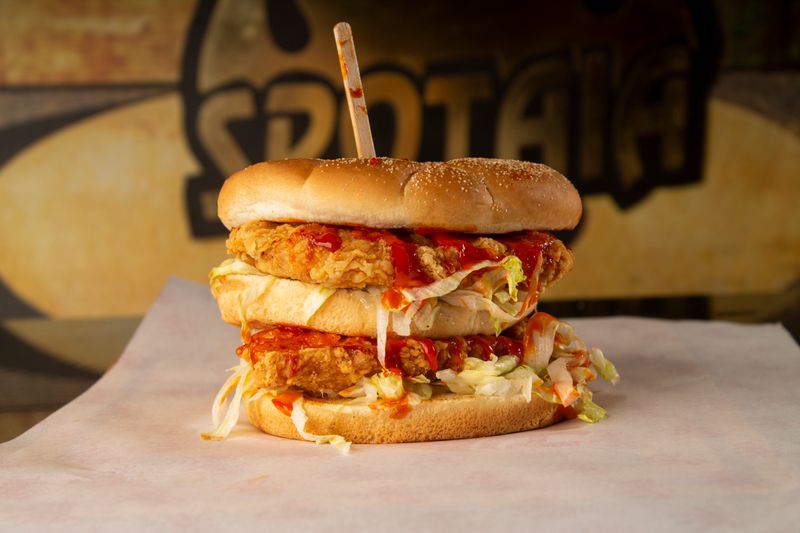 Spicy double stack hot chicken sandwich